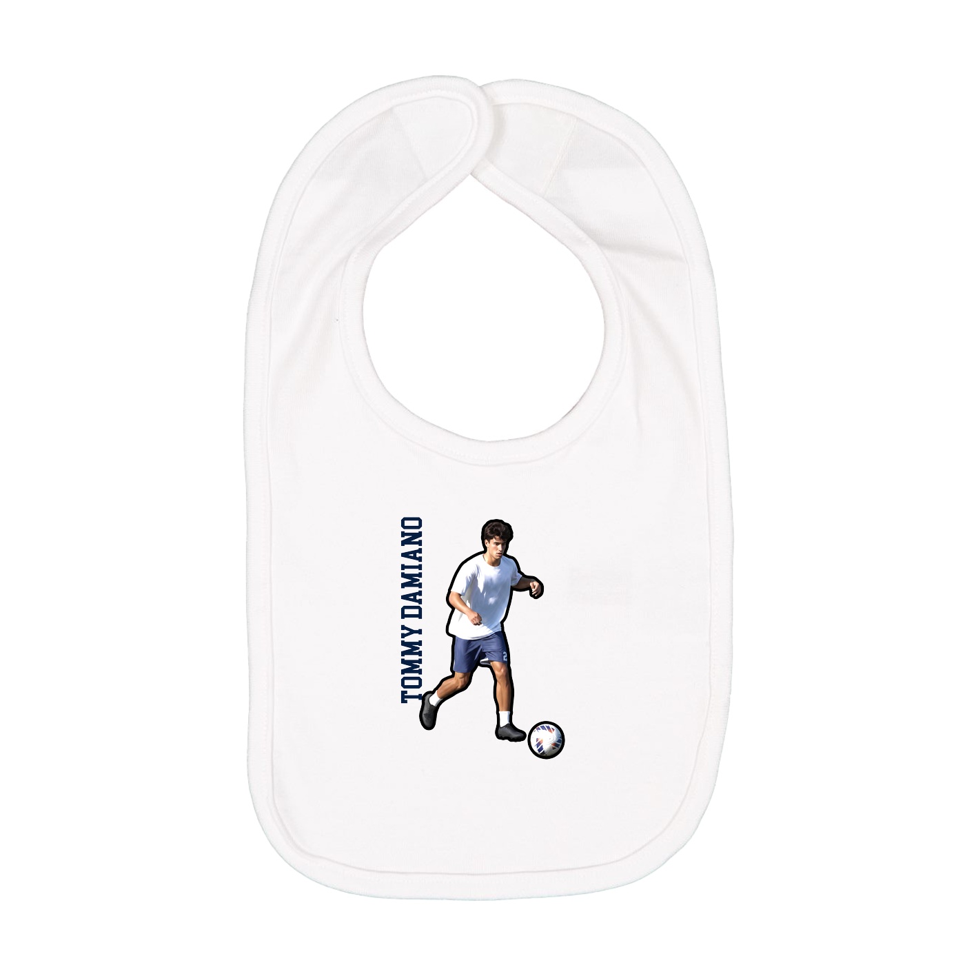Infant Bib — Name Vertical in White
