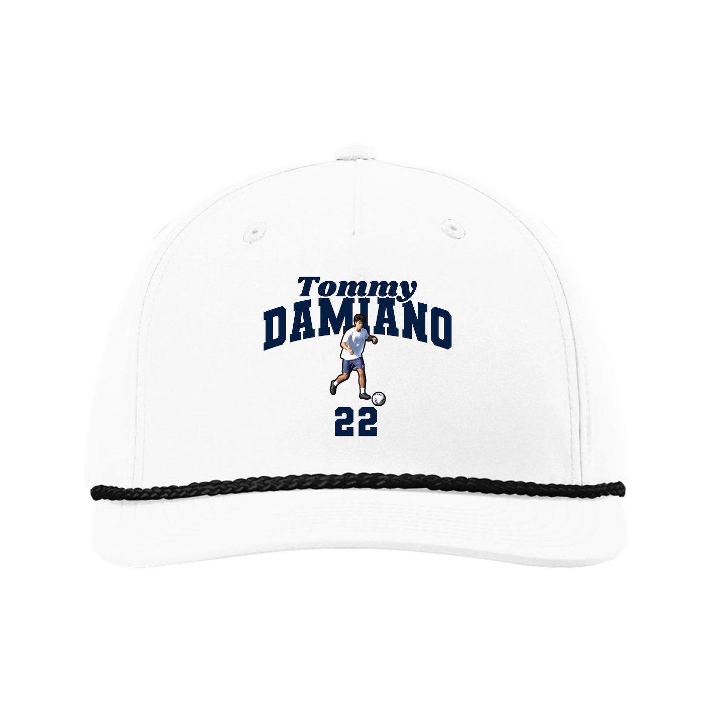 Five-Panel Classic Rope Cap — Signature Arch in White