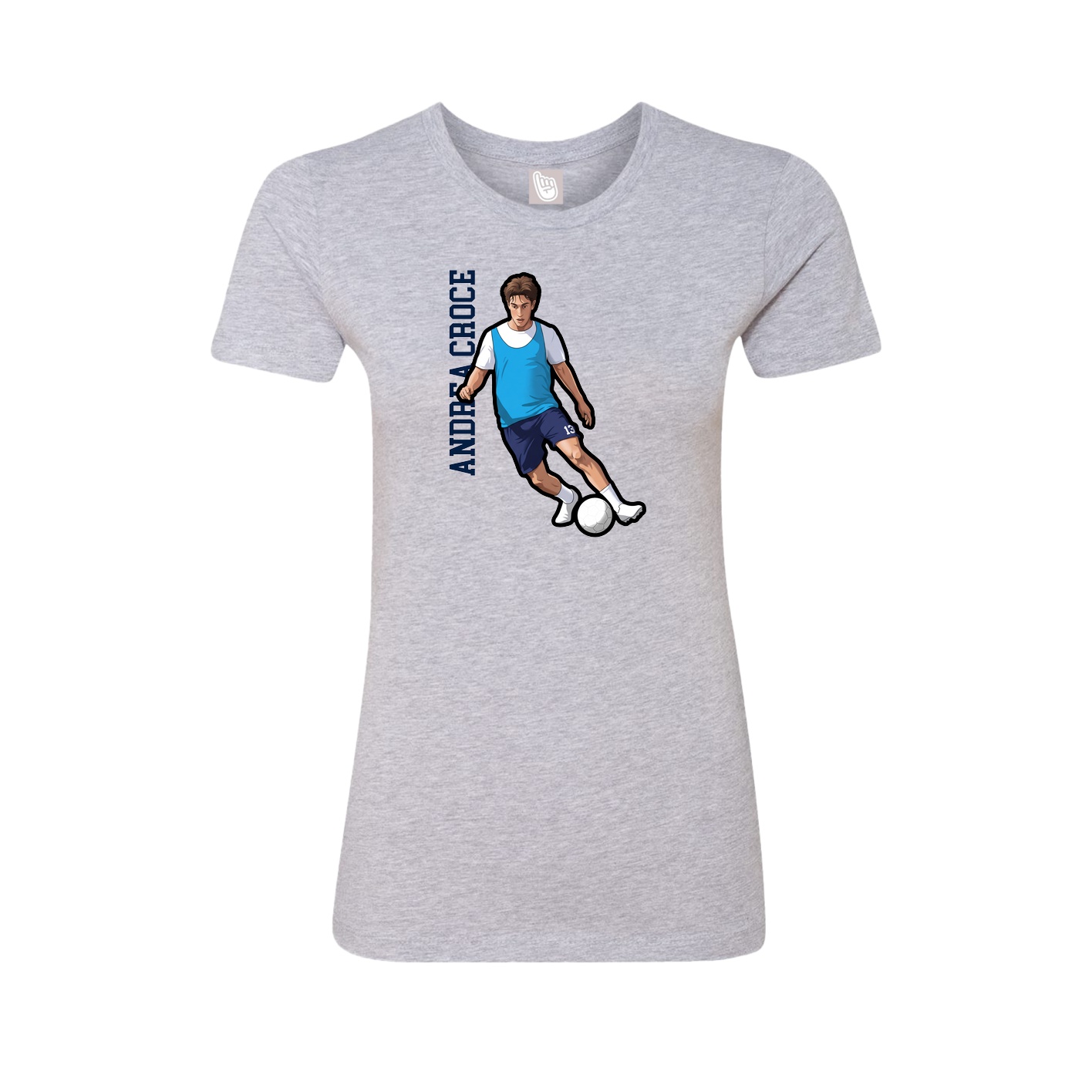 Fitted Women's Tee — Name Vertical in Grey