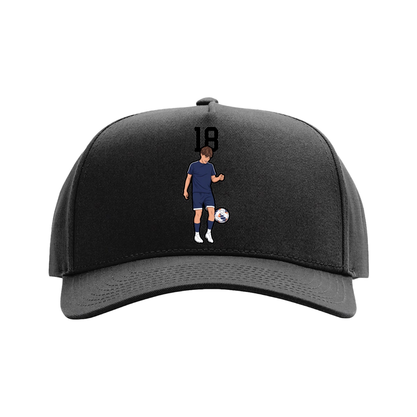 Full Fabric Five-Panel Champ Cap — Number Top in Black