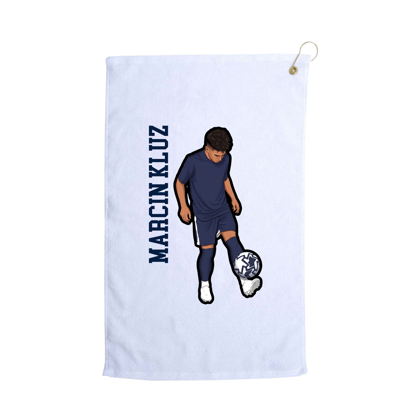 Golf Towel — Name Vertical in White
