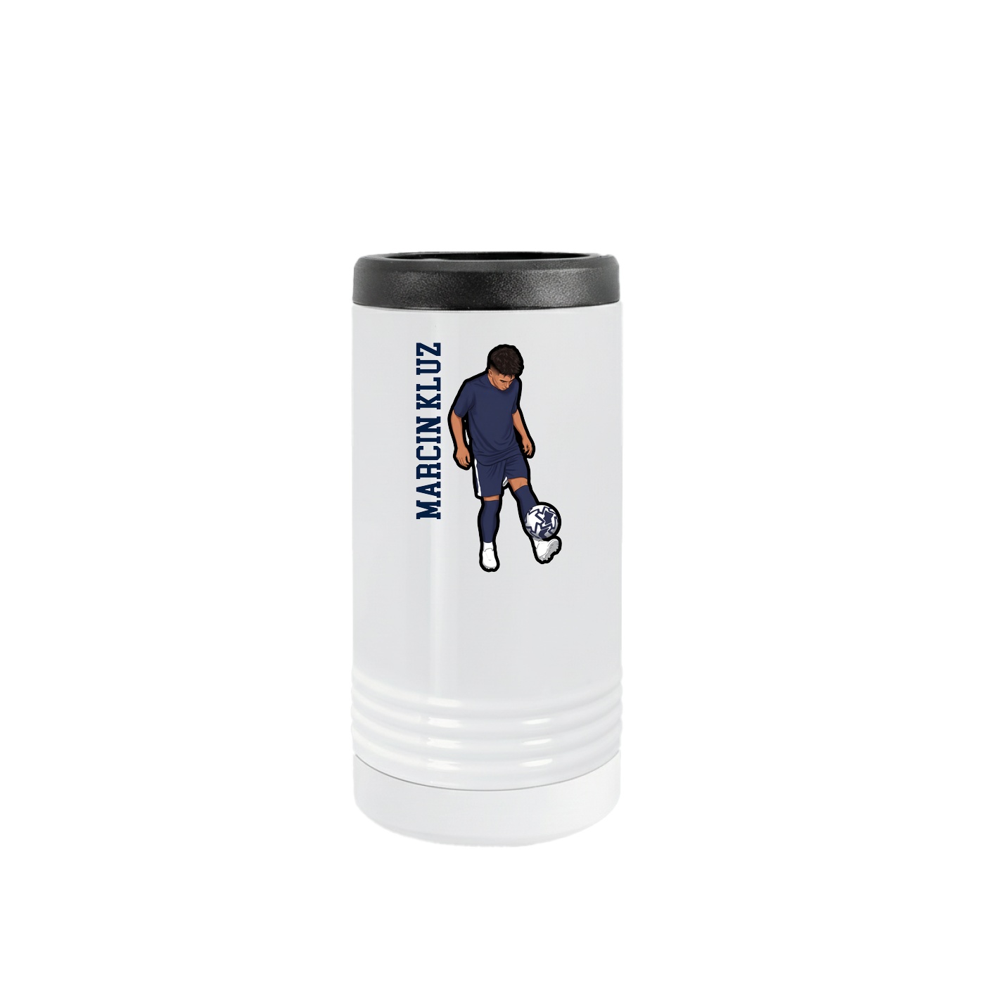 Slim Beverage Holder — Name Vertical in White