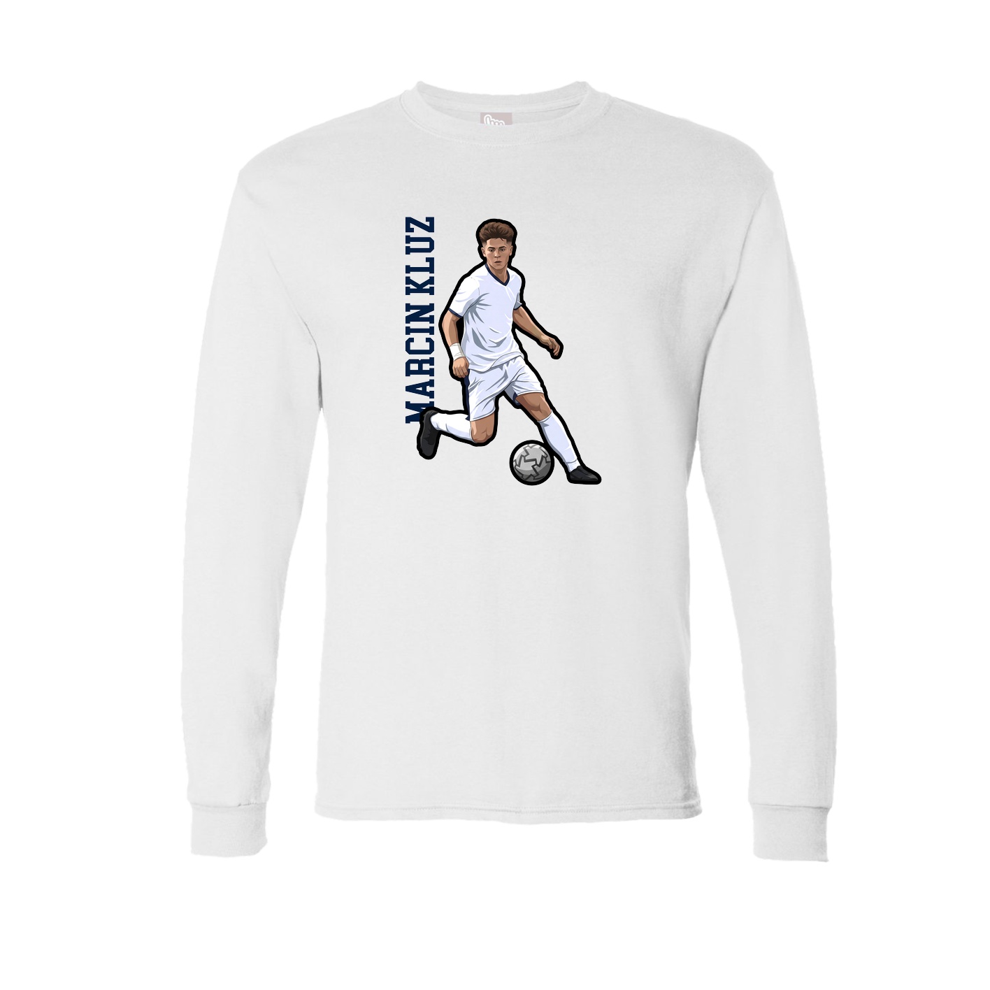 Long Sleeve Tee — Name Vertical in White