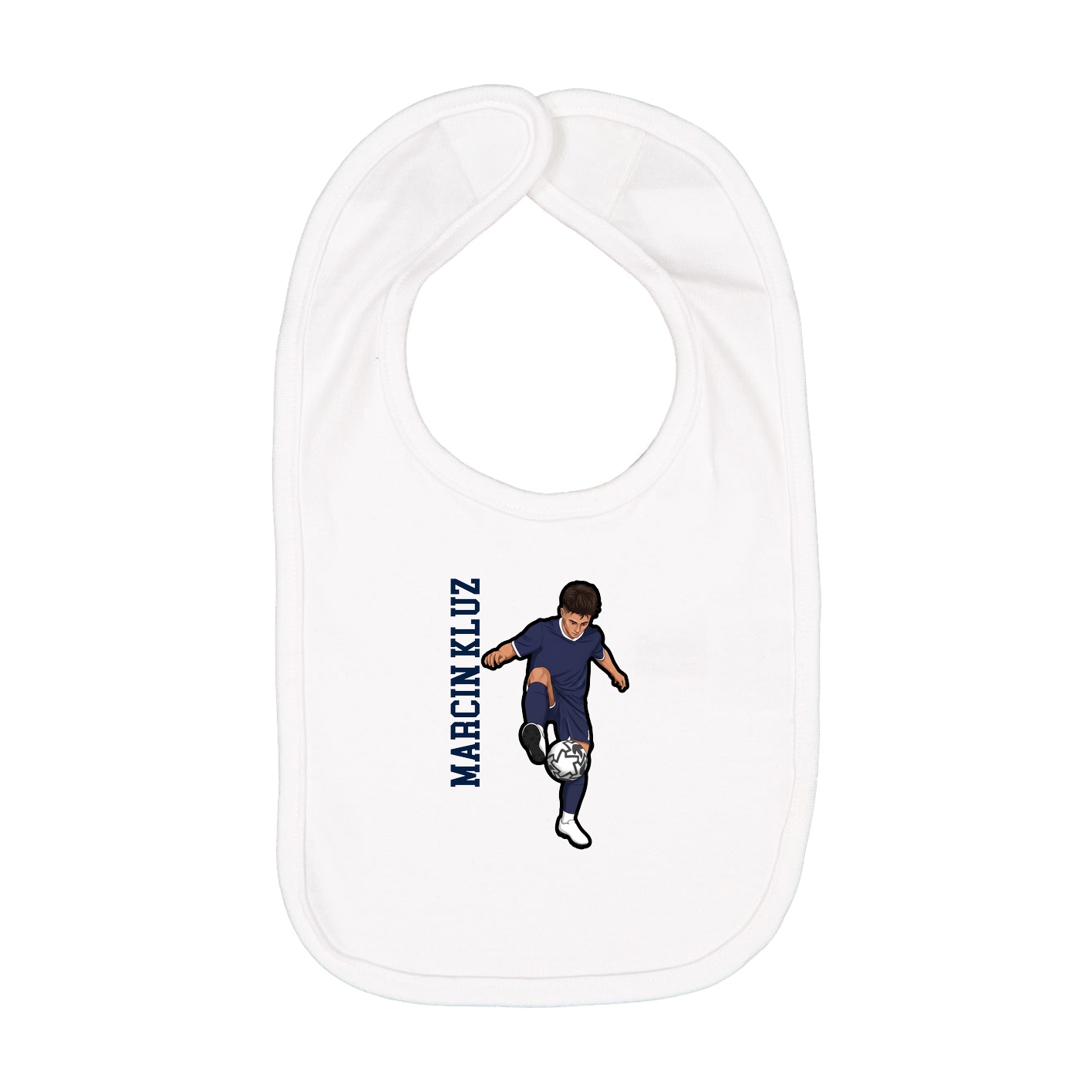 Infant Bib — Name Vertical in White