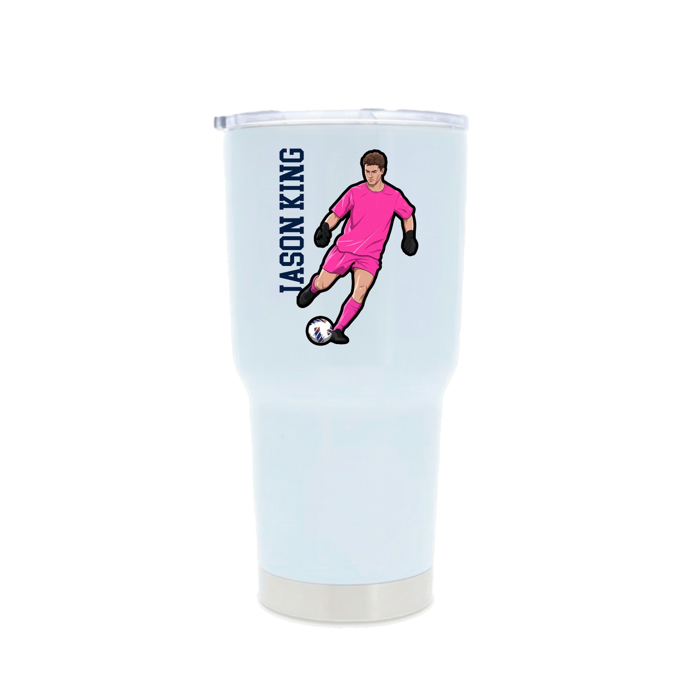 30oz Stainless Steel Tumbler — Name Vertical in White