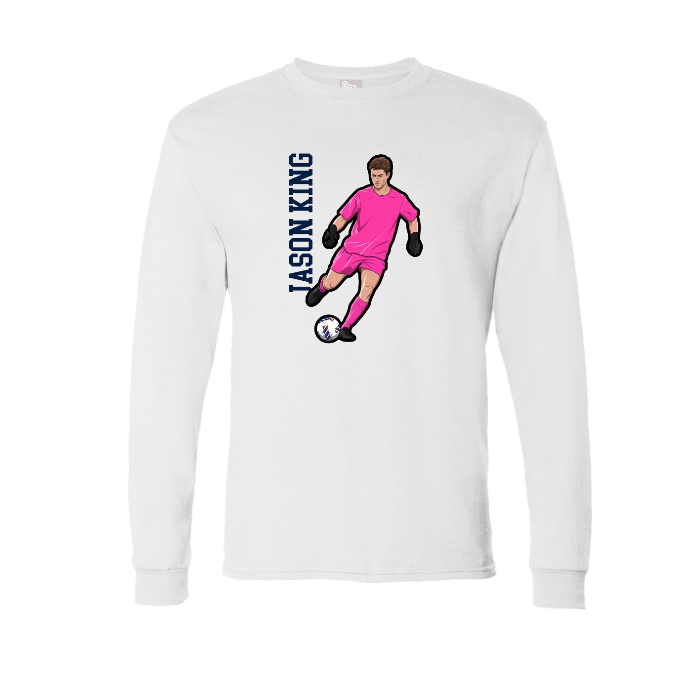 Long Sleeve Tee — Name Vertical in White