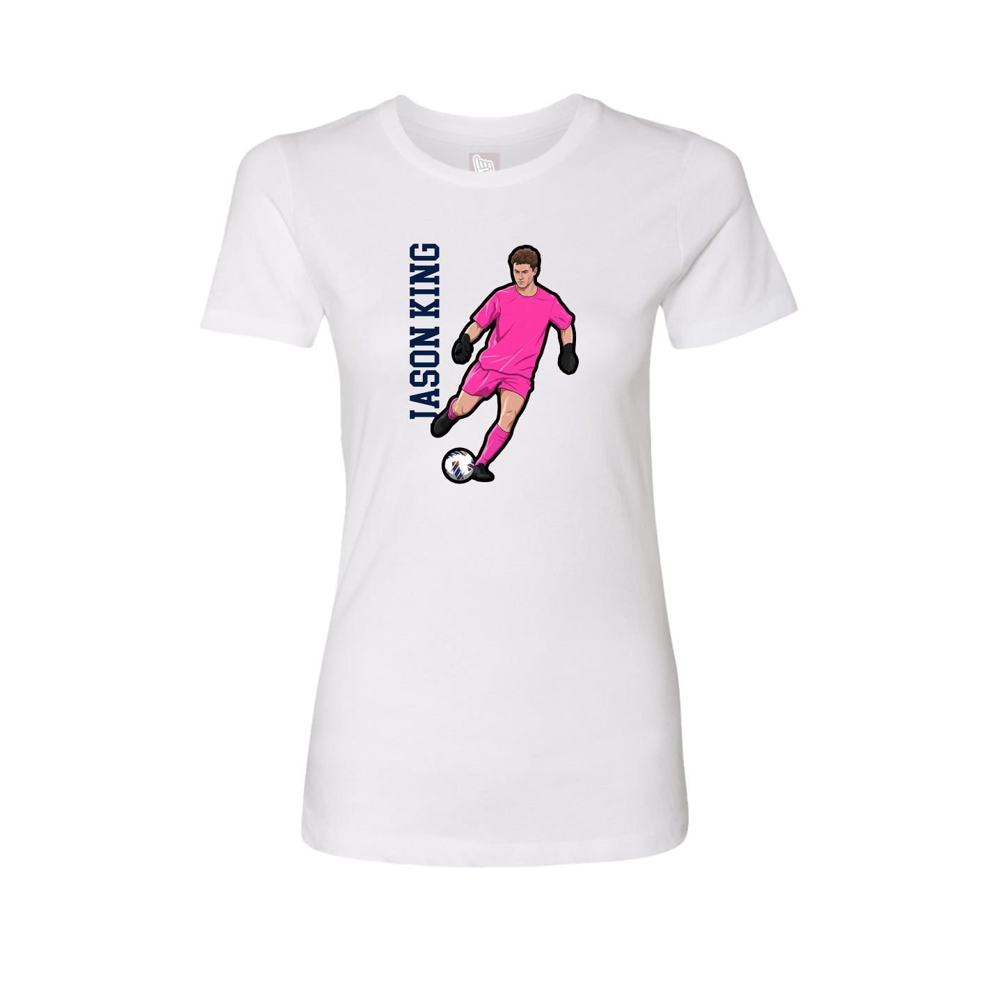 Fitted Women's Tee — Name Vertical in White