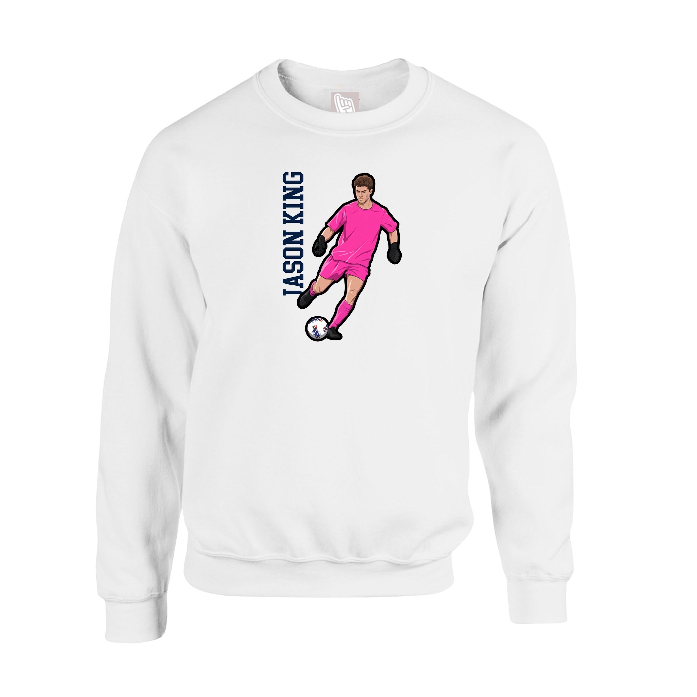 Fleece Crew — Name Vertical in White