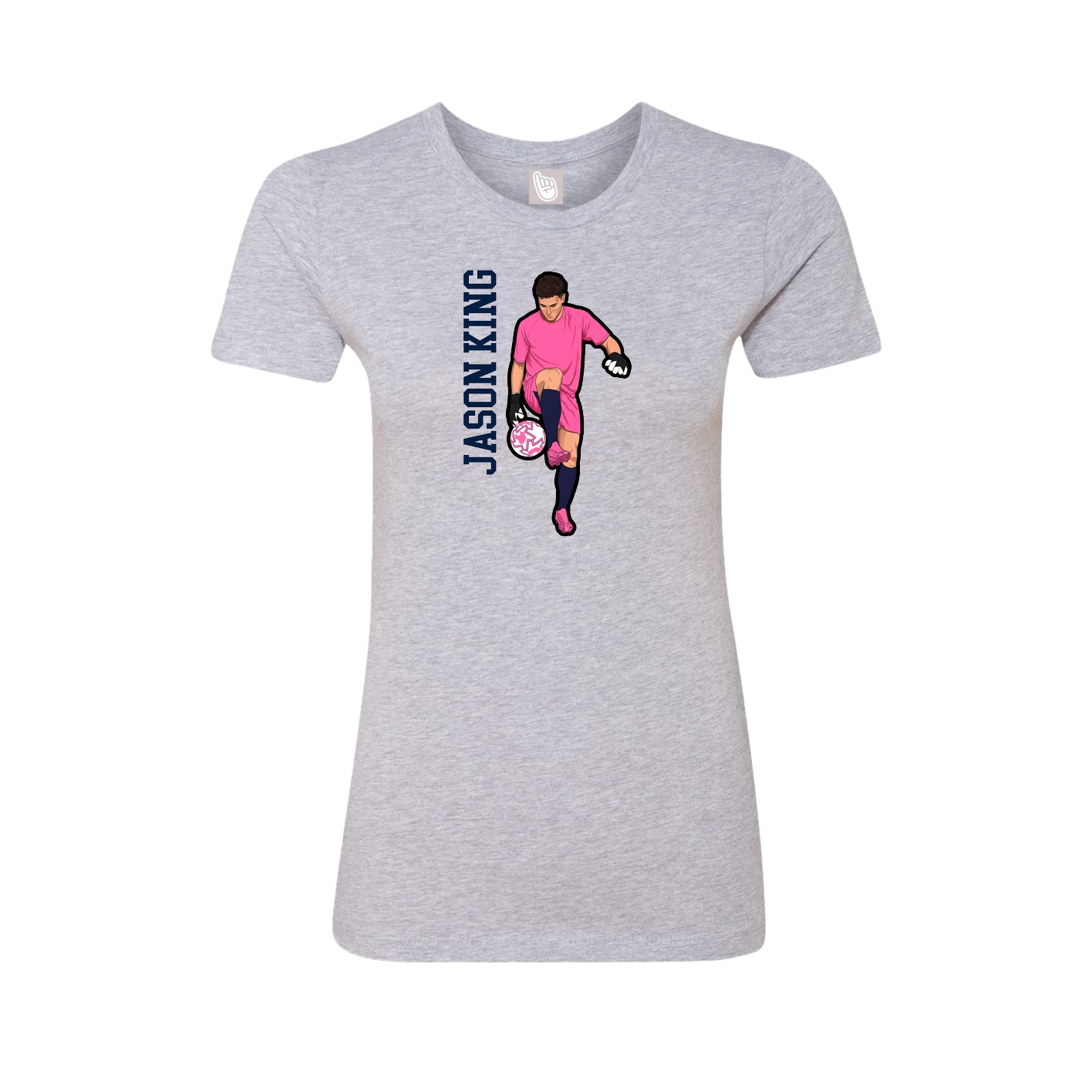 Fitted Women's Tee — Name Vertical in Grey