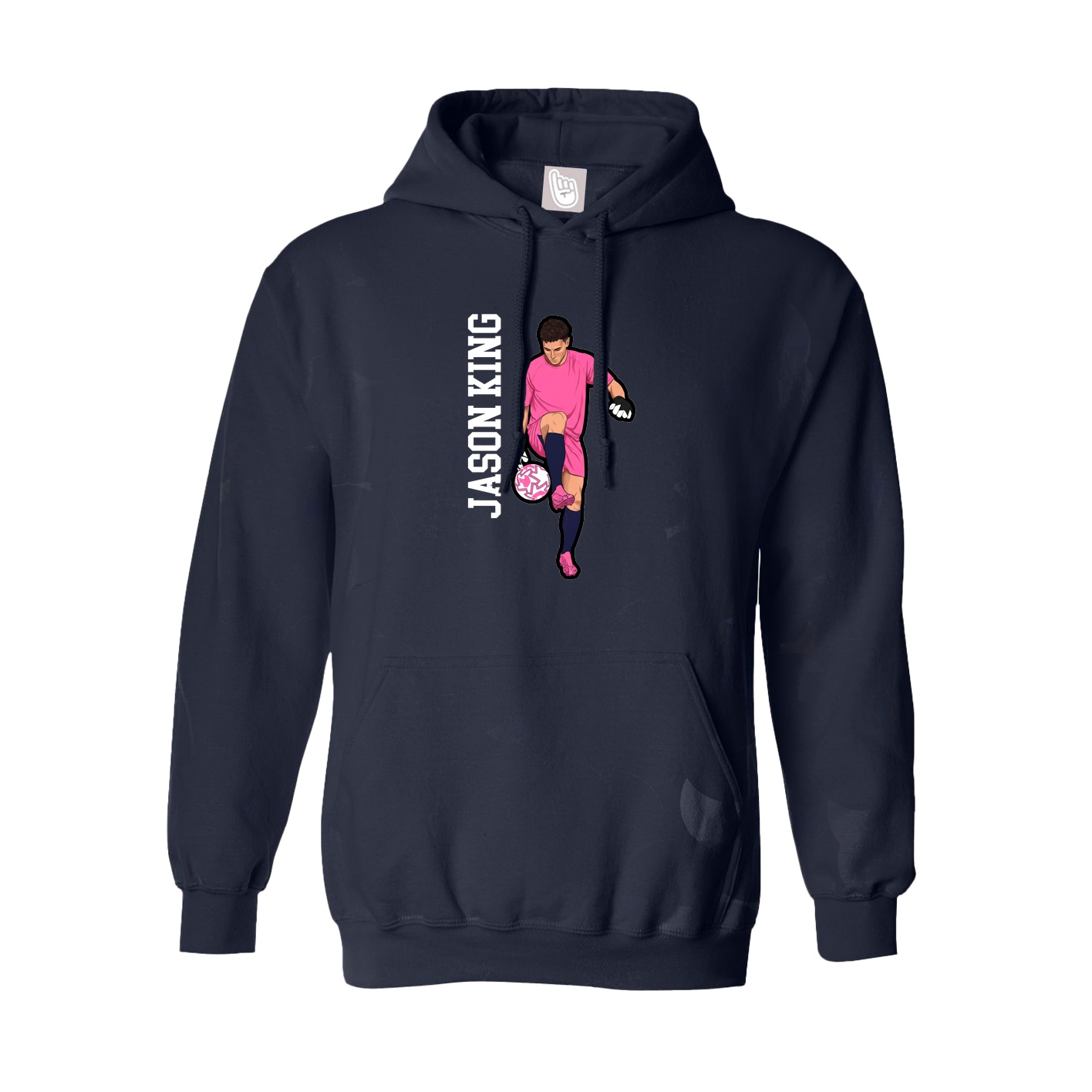 Hoodie — Name Vertical in Navy