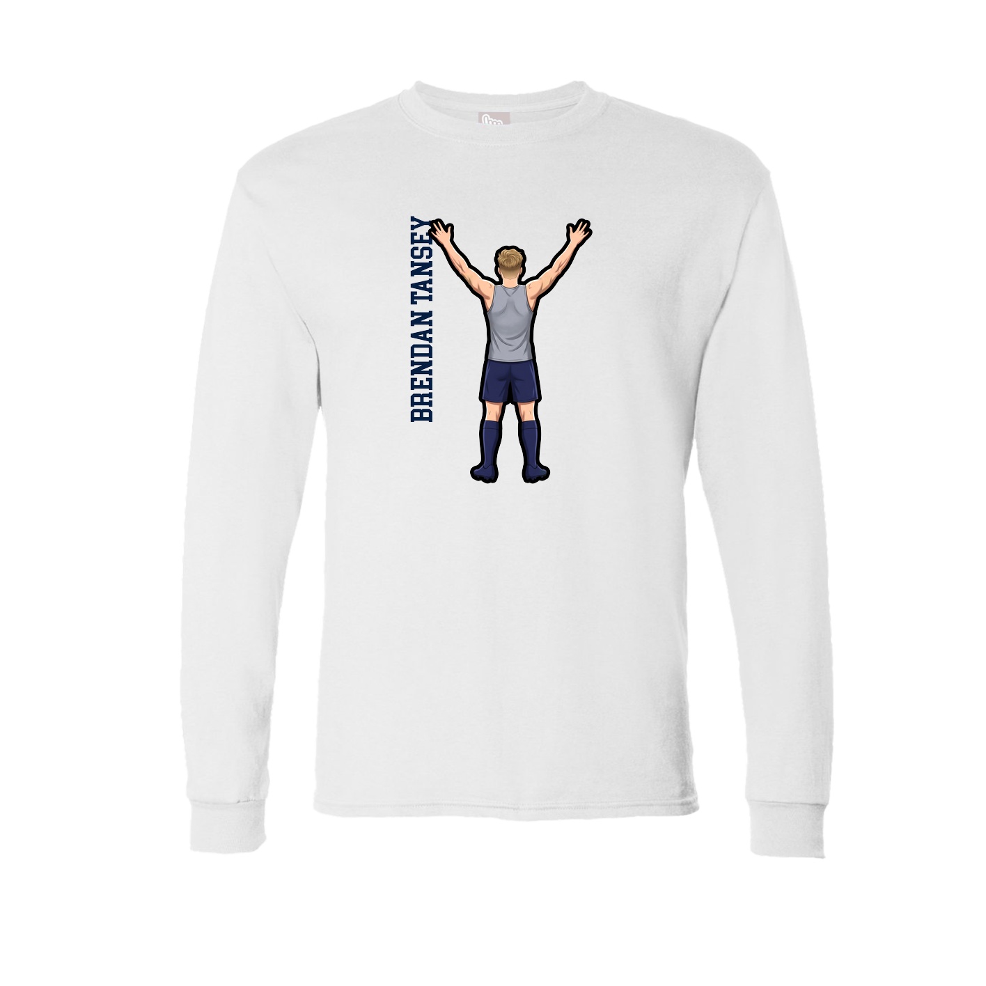 Long Sleeve Tee — Name Vertical in White