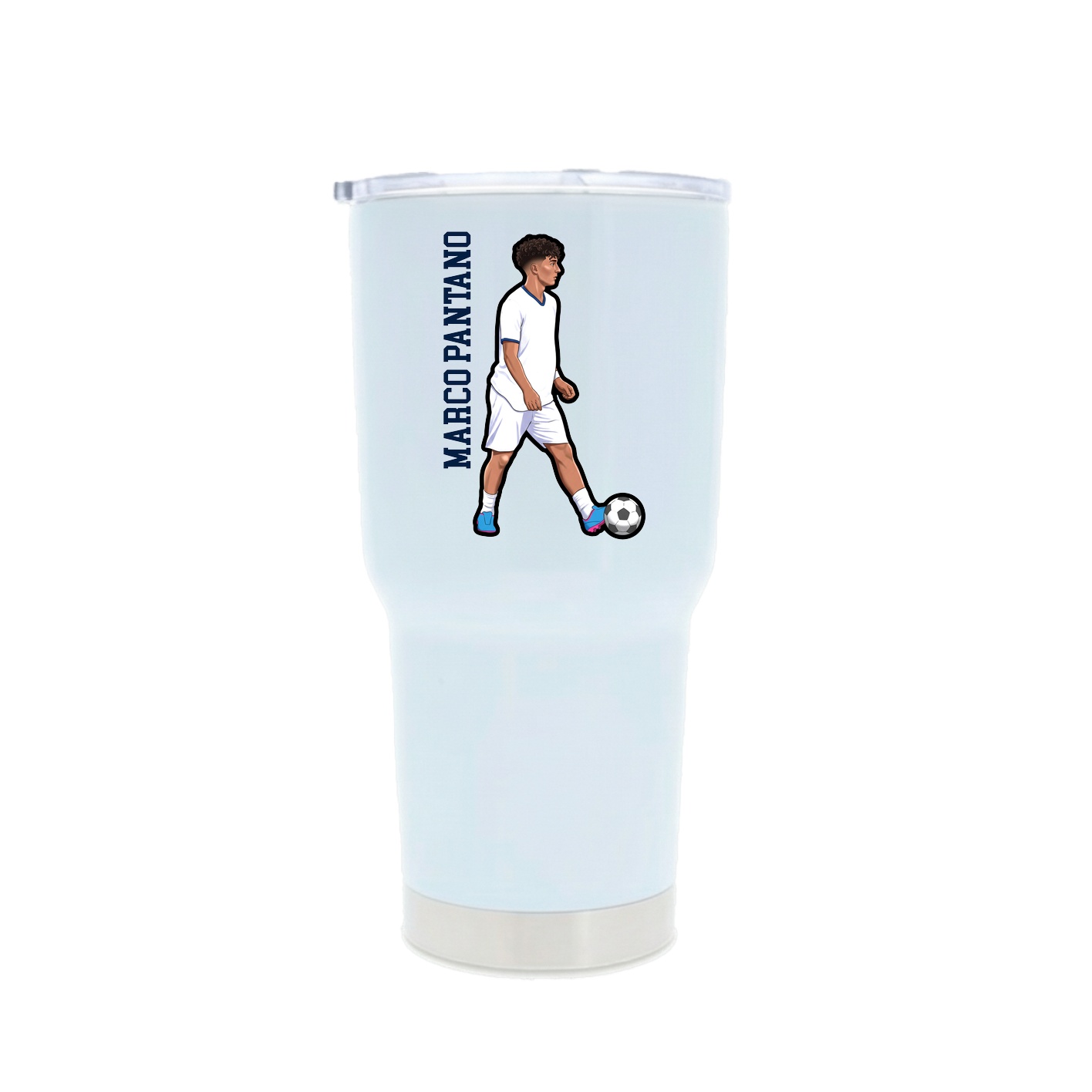 30oz Stainless Steel Tumbler — Name Vertical in White