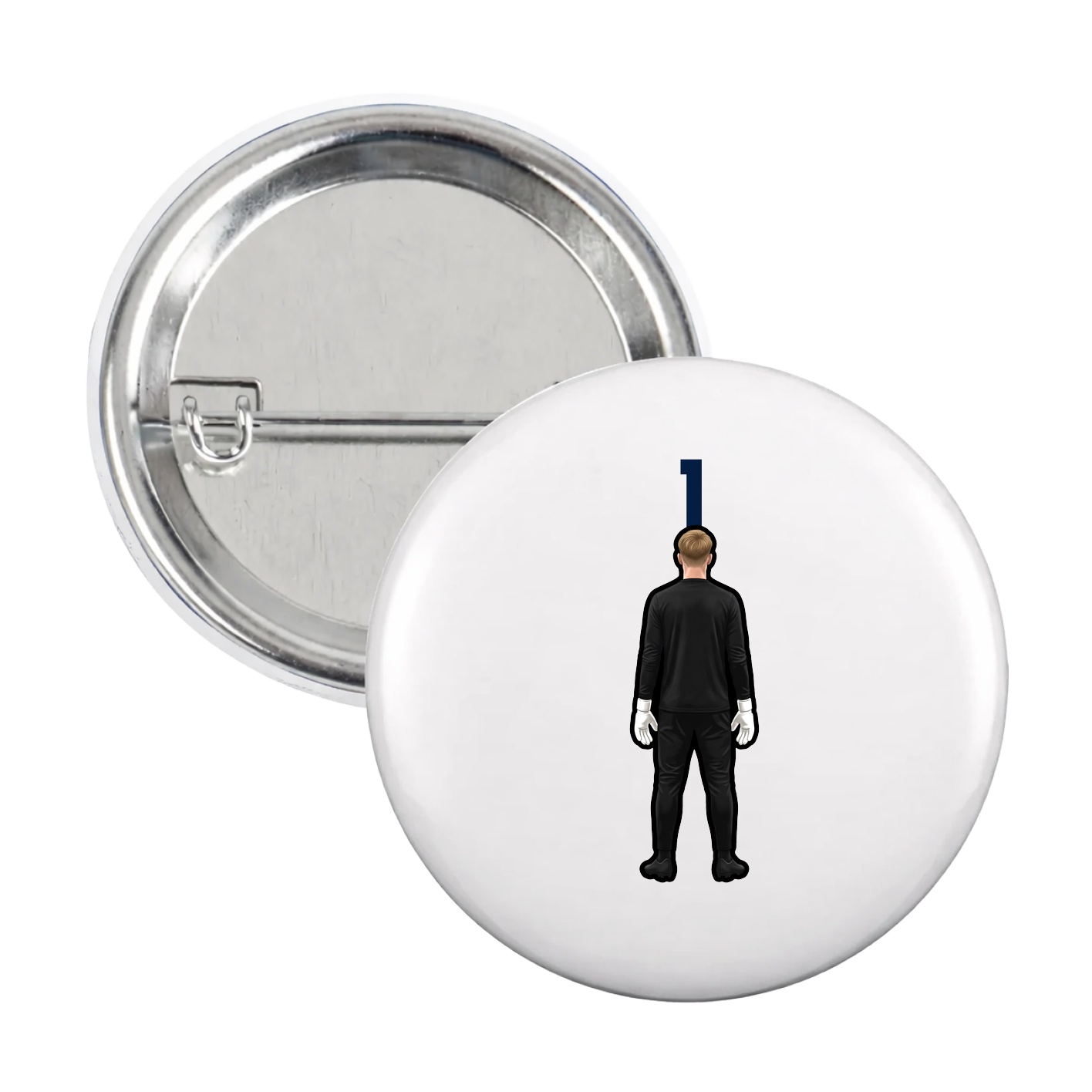 Game Day Button — Number Top in White