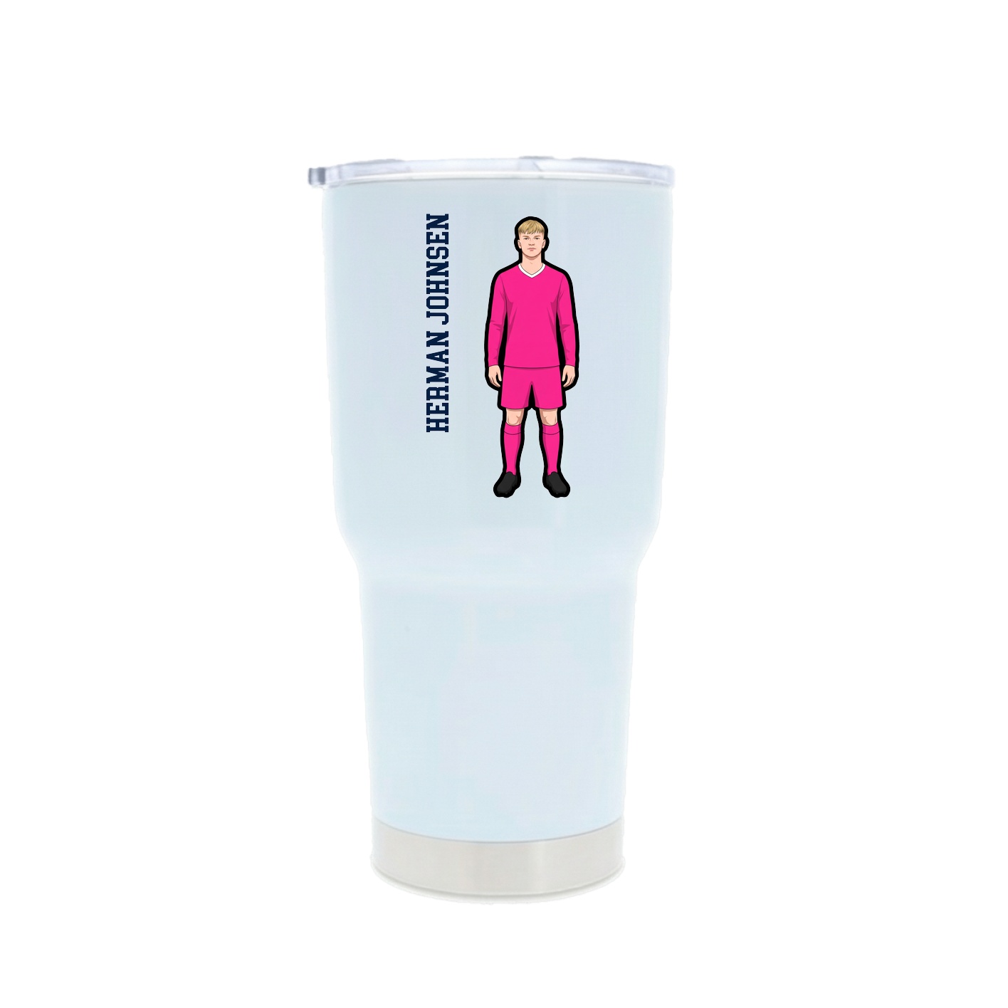 30oz Stainless Steel Tumbler — Name Vertical in White