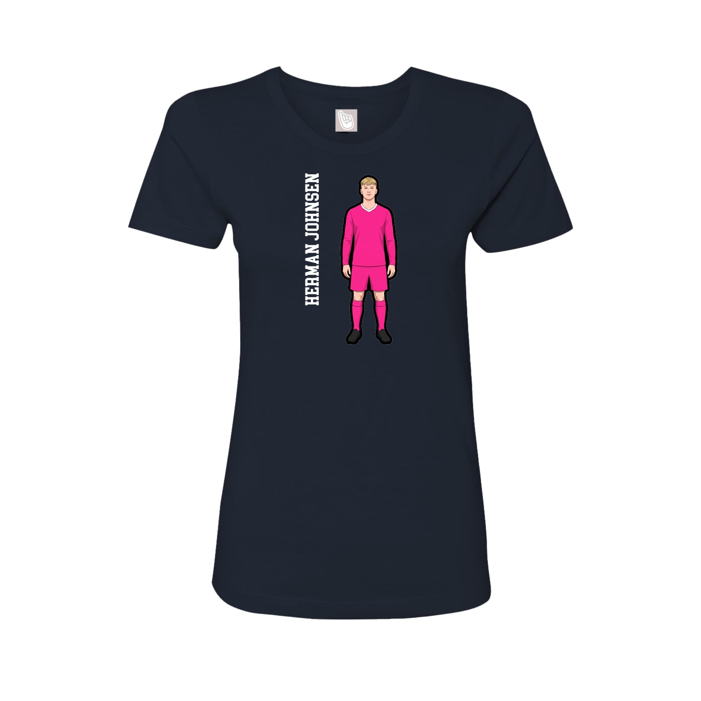 Fitted Women's Tee — Name Vertical in Navy