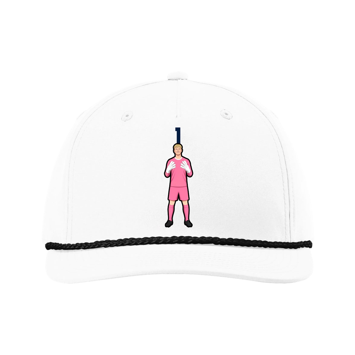 Five-Panel Classic Rope Cap — Number Top in White