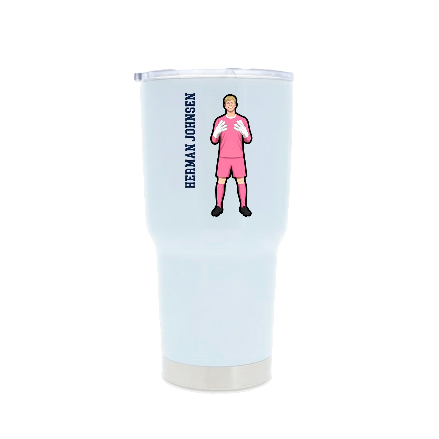 30oz Stainless Steel Tumbler — Name Vertical in White