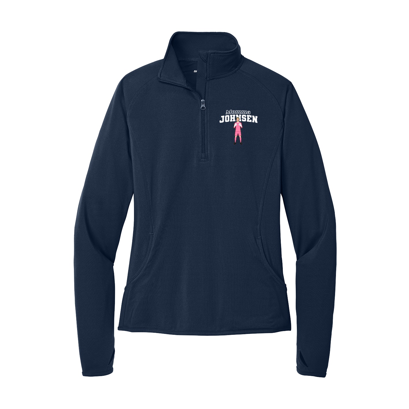Women's Q-Zip Pullover — Mothers Day Block in Navy