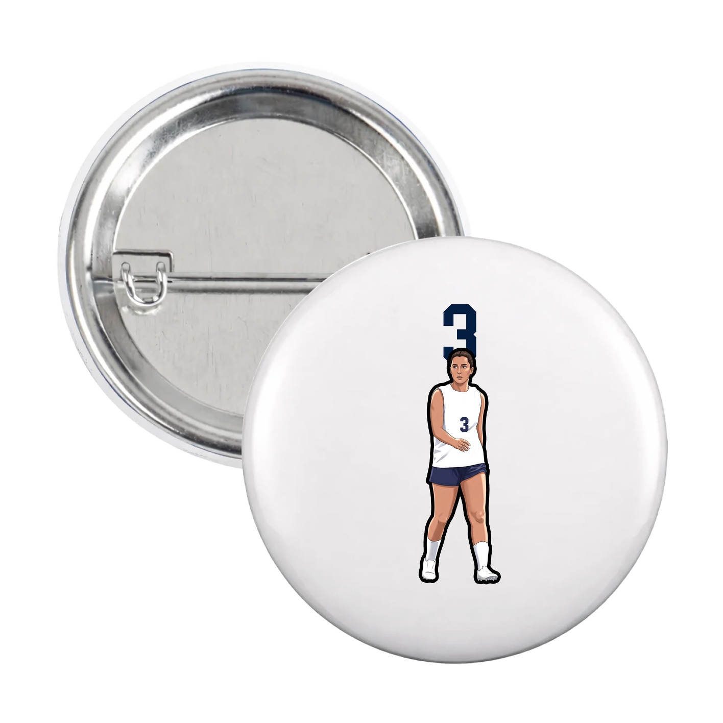 Game Day Button — Number Top in White