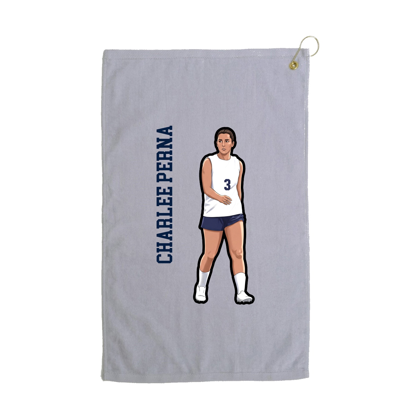 Golf Towel — Name Vertical in Grey