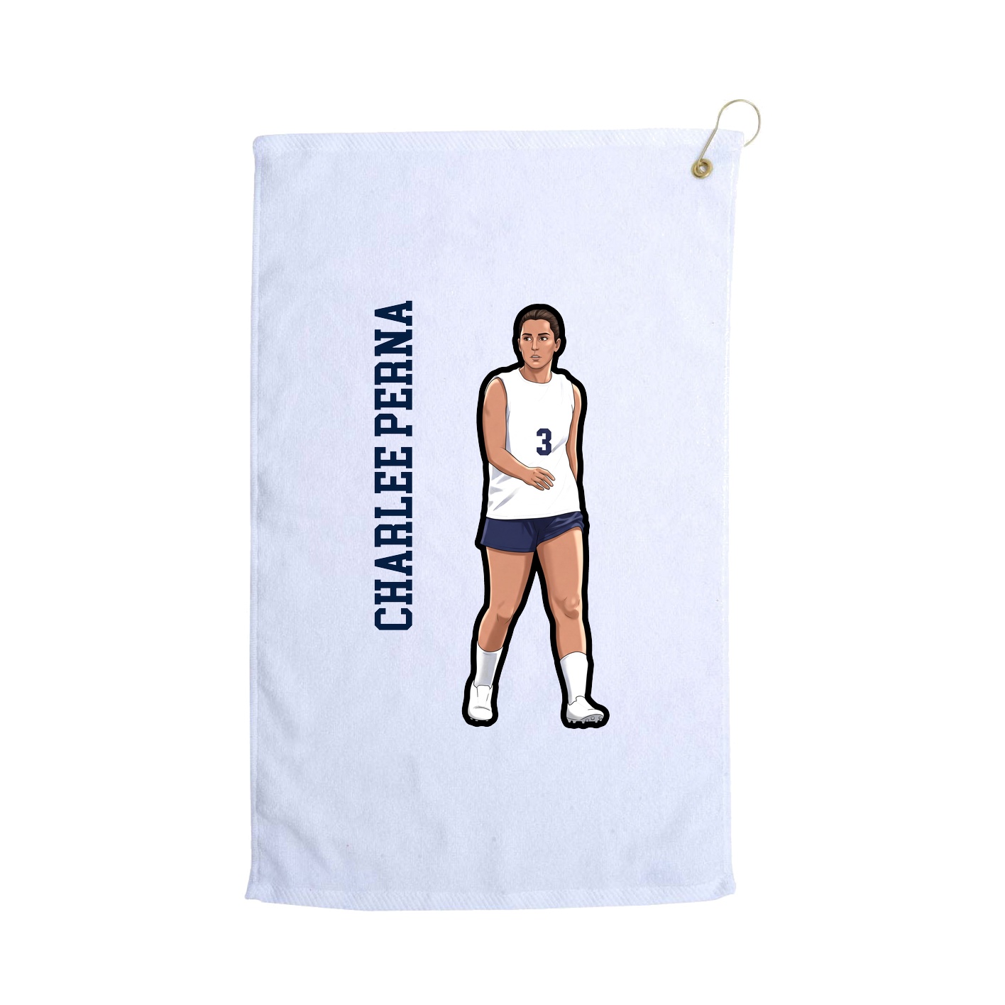Golf Towel — Name Vertical in White