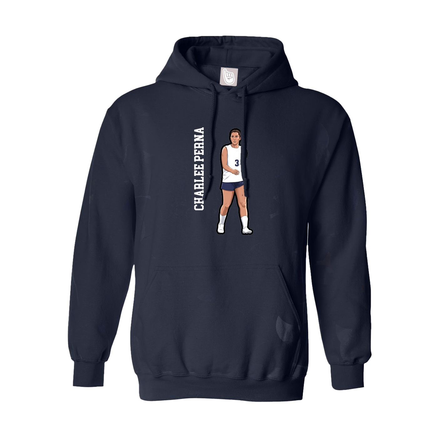 Hoodie — Name Vertical in Navy