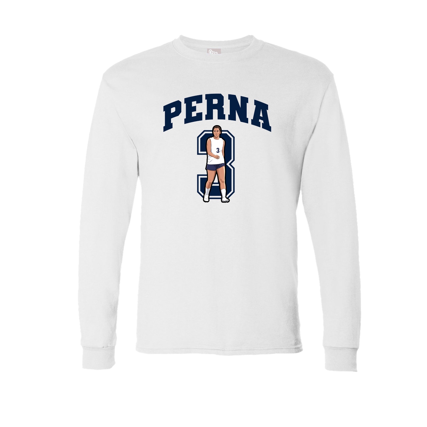 Long Sleeve Tee — Number in White