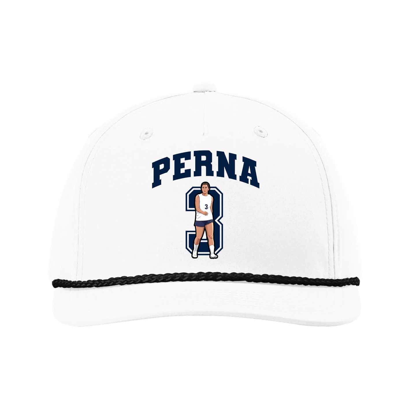 Five-Panel Classic Rope Cap — Number in White
