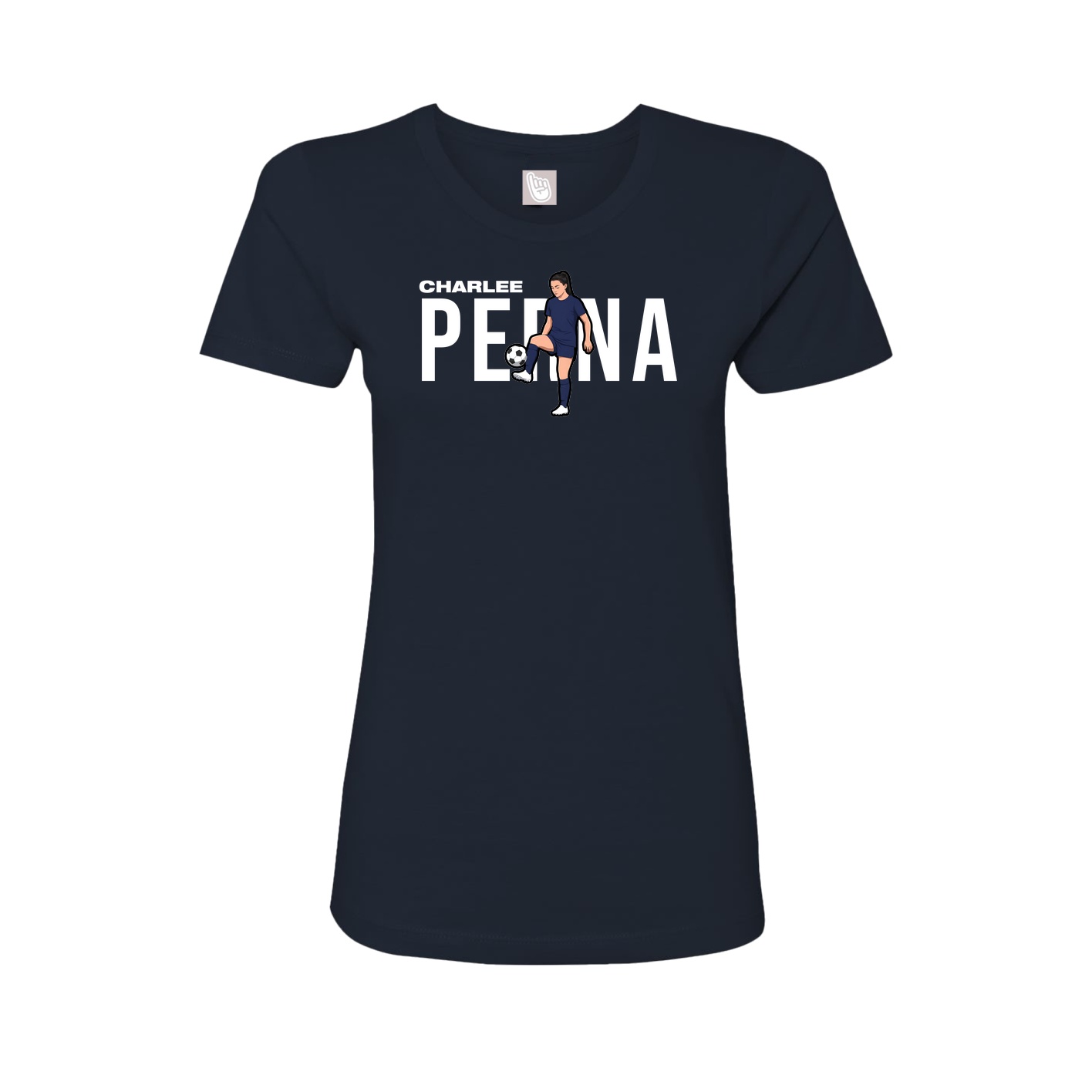 Fitted Women's Tee — Player Name in Navy