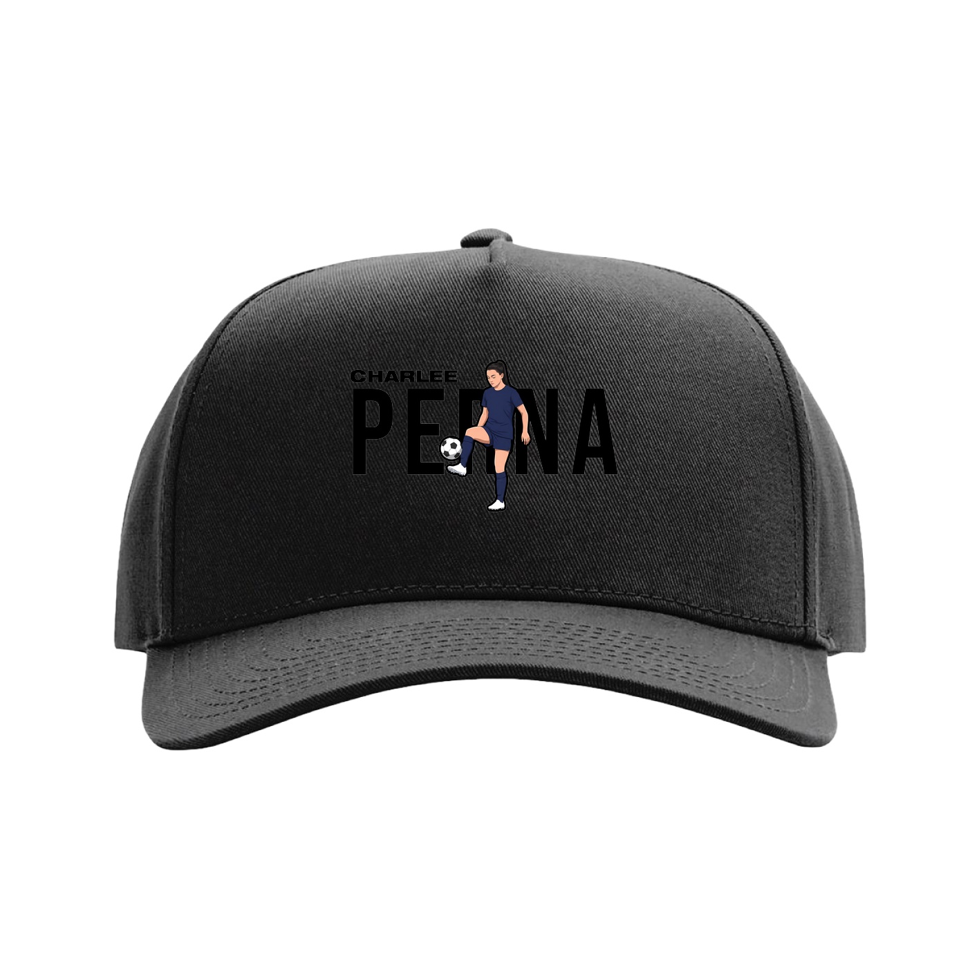 Full Fabric Five-Panel Champ Cap — Player Name in Black