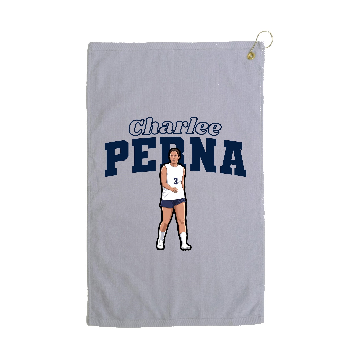 Golf Towel — Name Arch in Grey