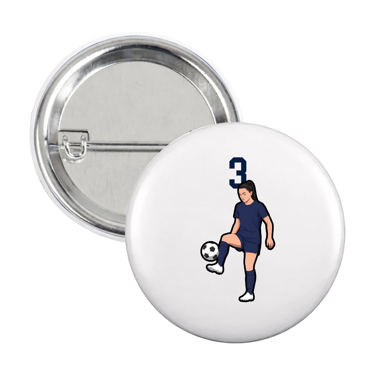 Game Day Button — Number Top in White