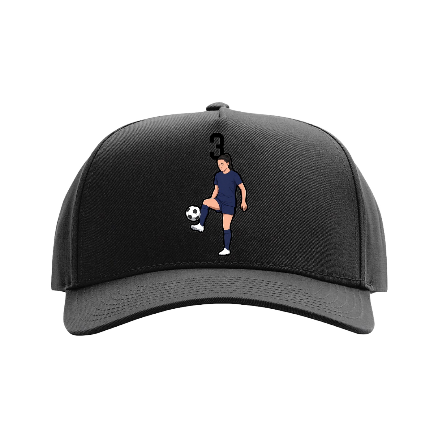 Full Fabric Five-Panel Champ Cap — Number Top in Black