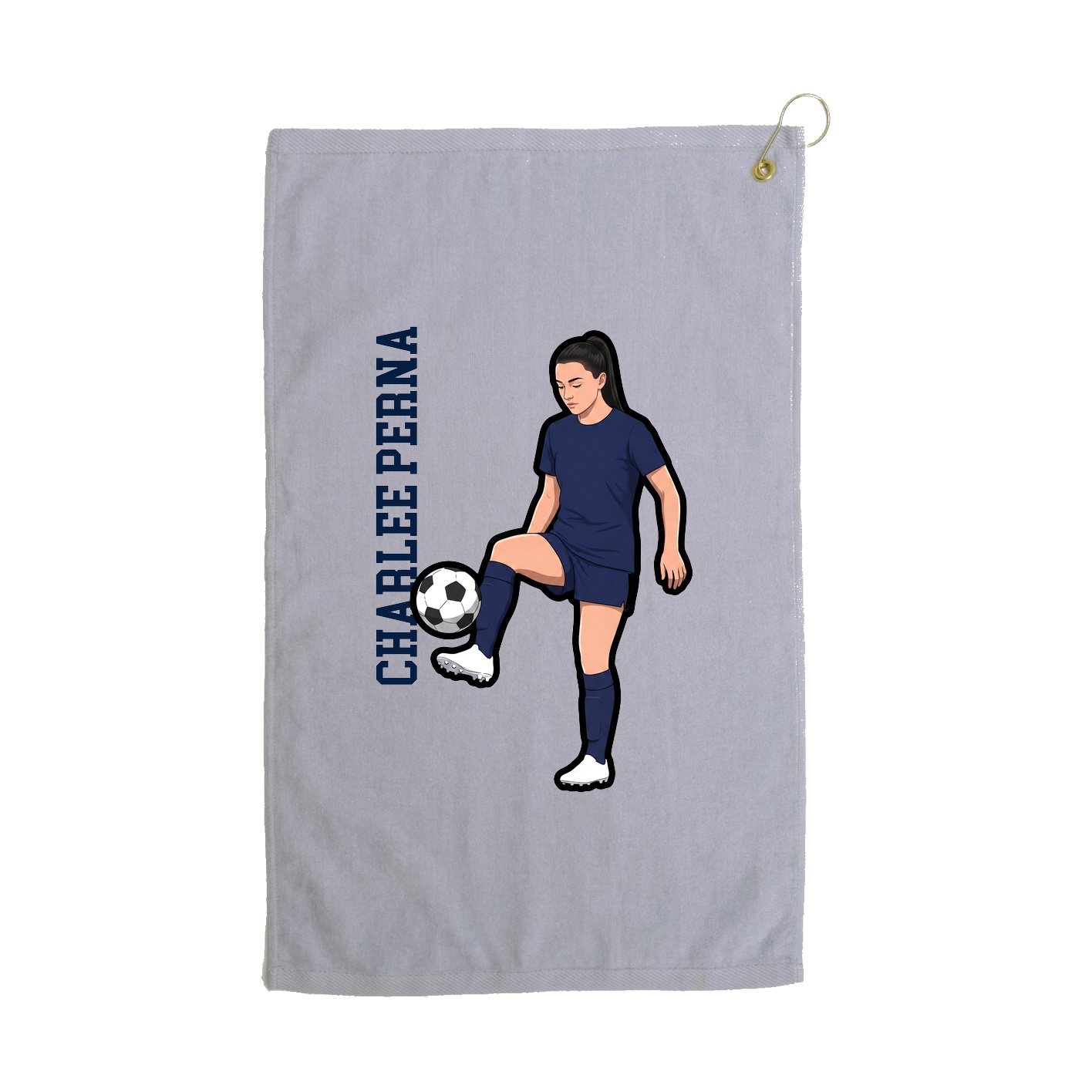 Golf Towel — Name Vertical in Grey