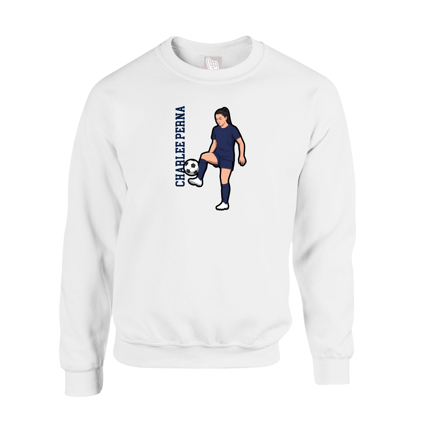 Fleece Crew — Name Vertical in White