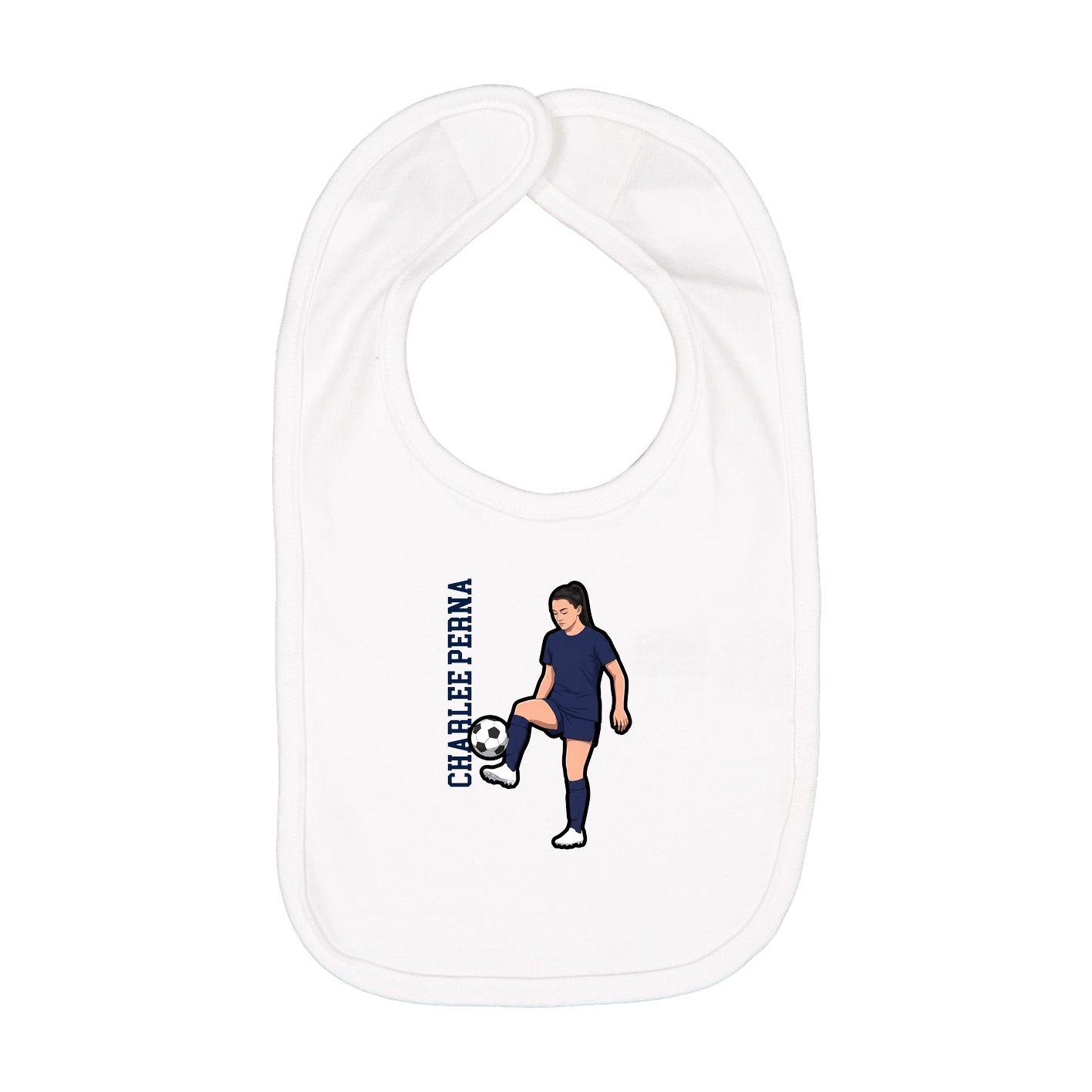 Infant Bib — Name Vertical in White