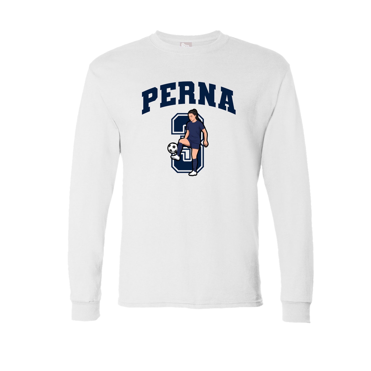 Long Sleeve Tee — Number in White