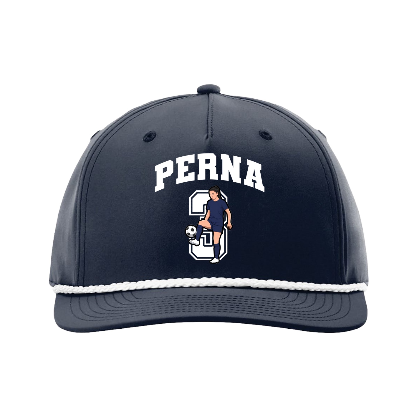 Five-Panel Classic Rope Cap — Number in Navy
