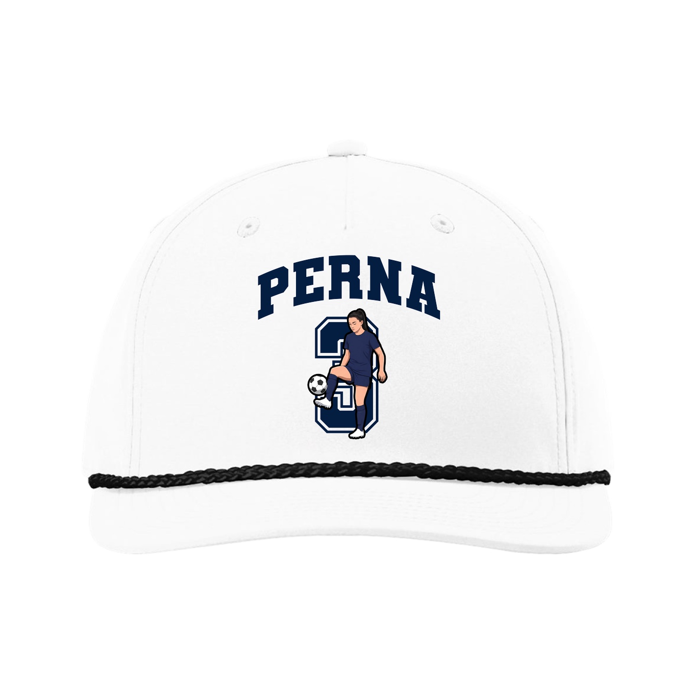 Five-Panel Classic Rope Cap — Number in White