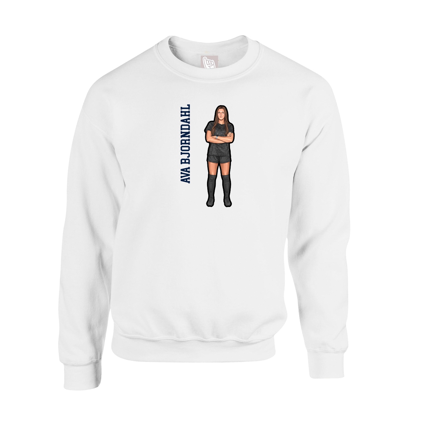 Fleece Crew — Name Vertical in White