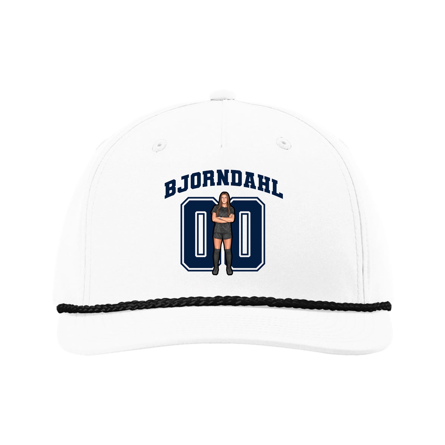 Five-Panel Classic Rope Cap — Number in White
