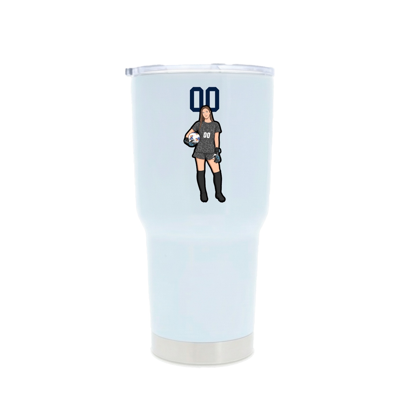 30oz Stainless Steel Tumbler — Number Top in White