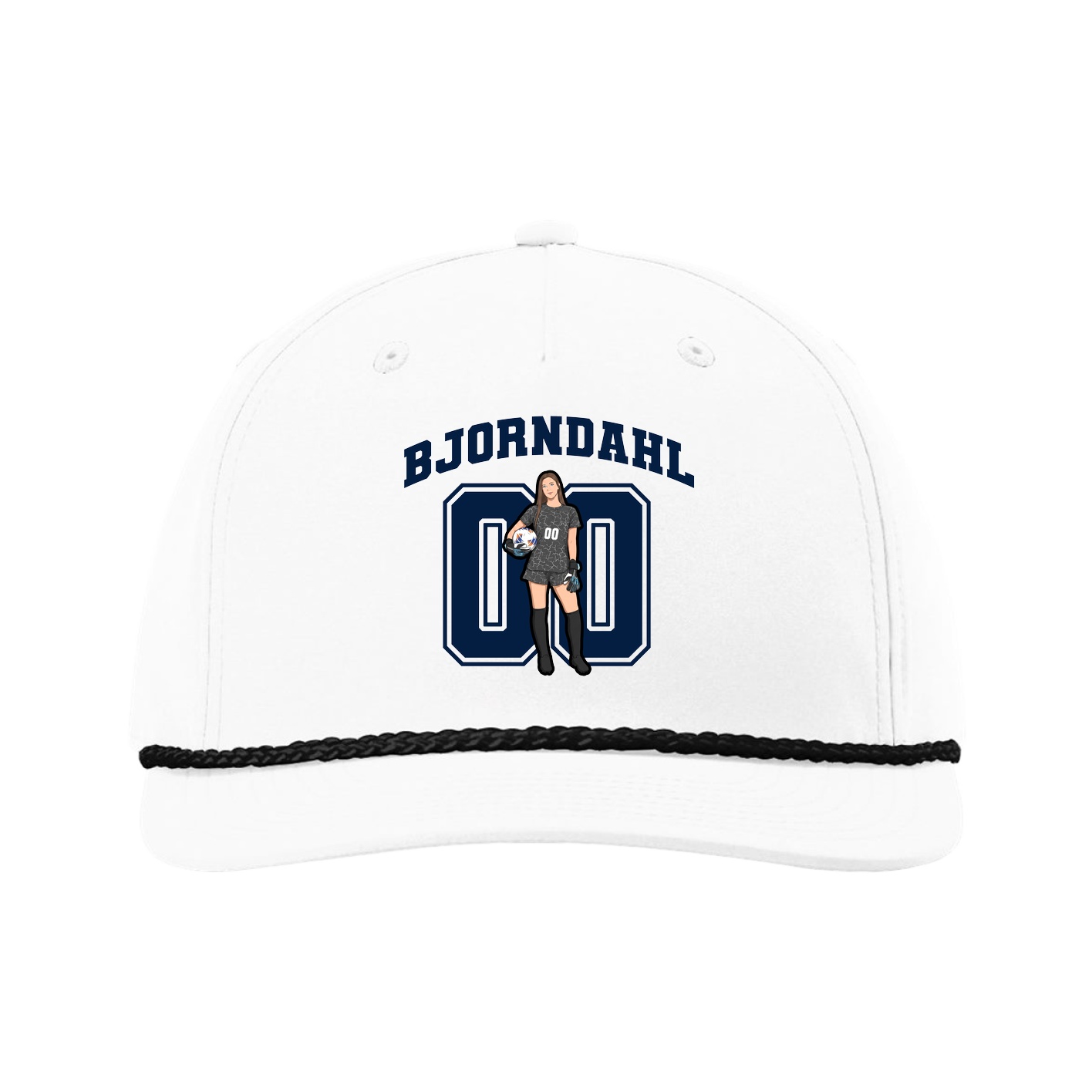 Five-Panel Classic Rope Cap — Number in White