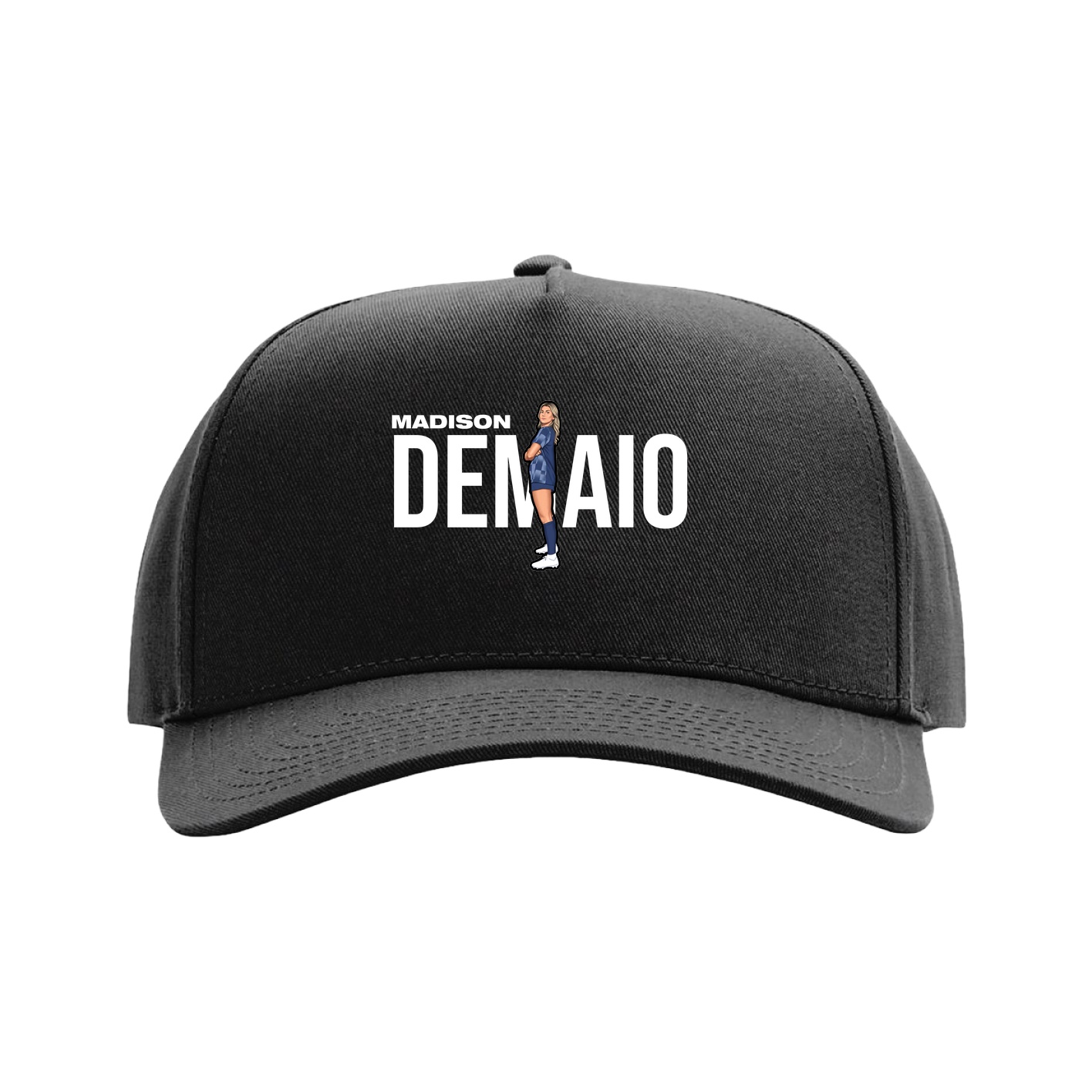 Full Fabric Five-Panel Champ Cap — Player Name in Black