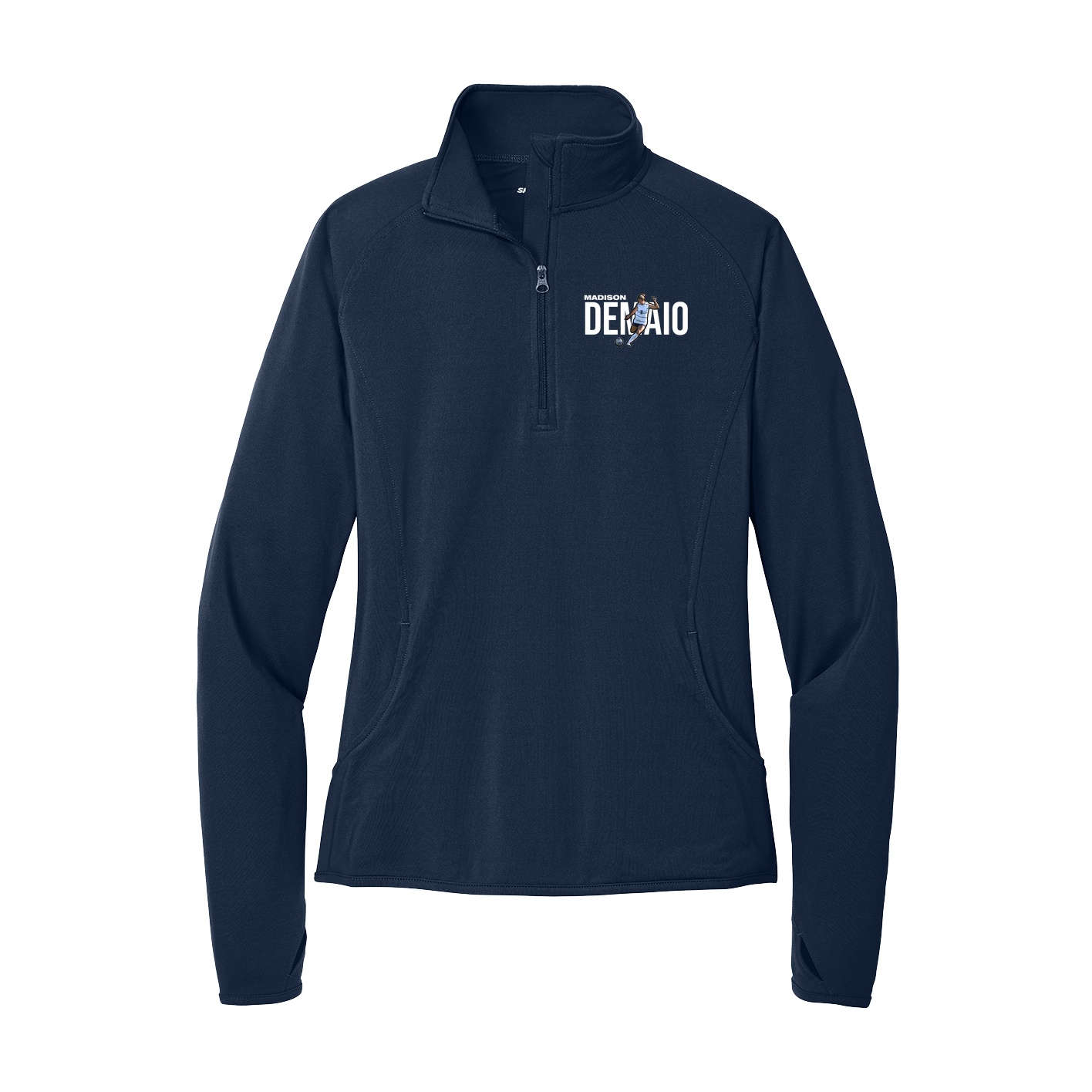 Women's Q-Zip Pullover — Player Name in Navy