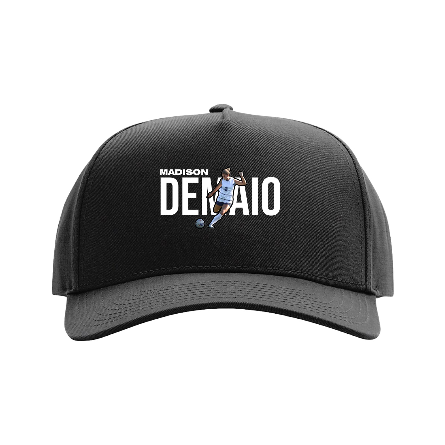 Full Fabric Five-Panel Champ Cap — Player Name in Black