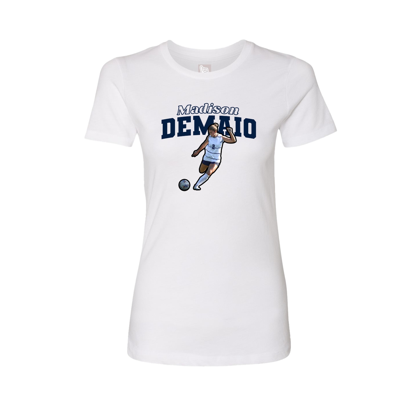 Fitted Women's Tee — Name Arch in White