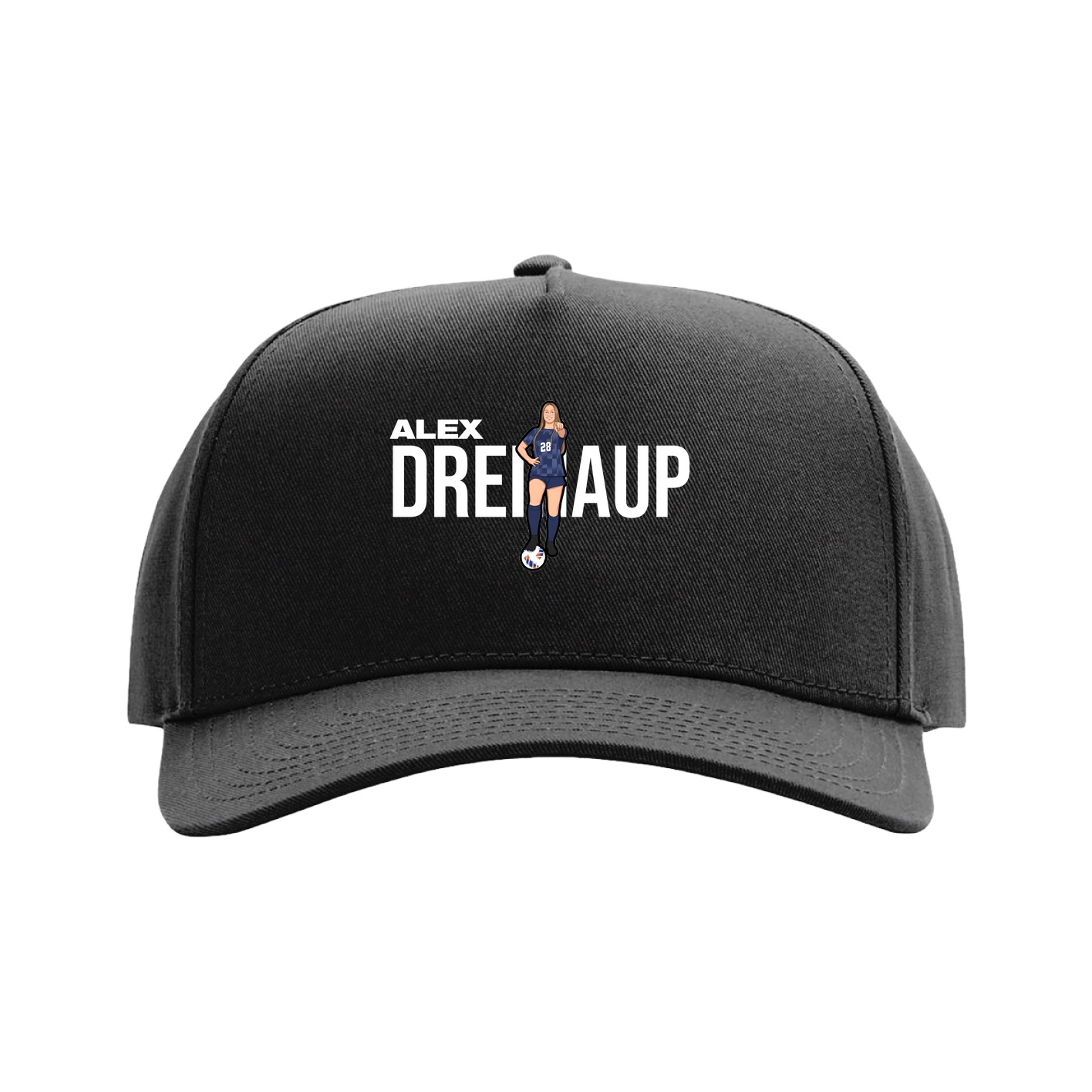 Full Fabric Five-Panel Champ Cap — Player Name in Black