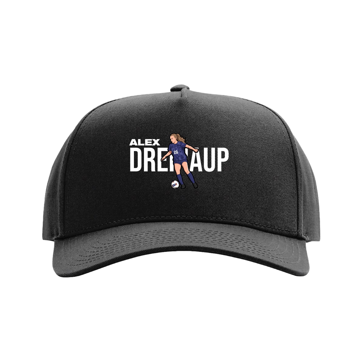 Full Fabric Five-Panel Champ Cap — Player Name in Black