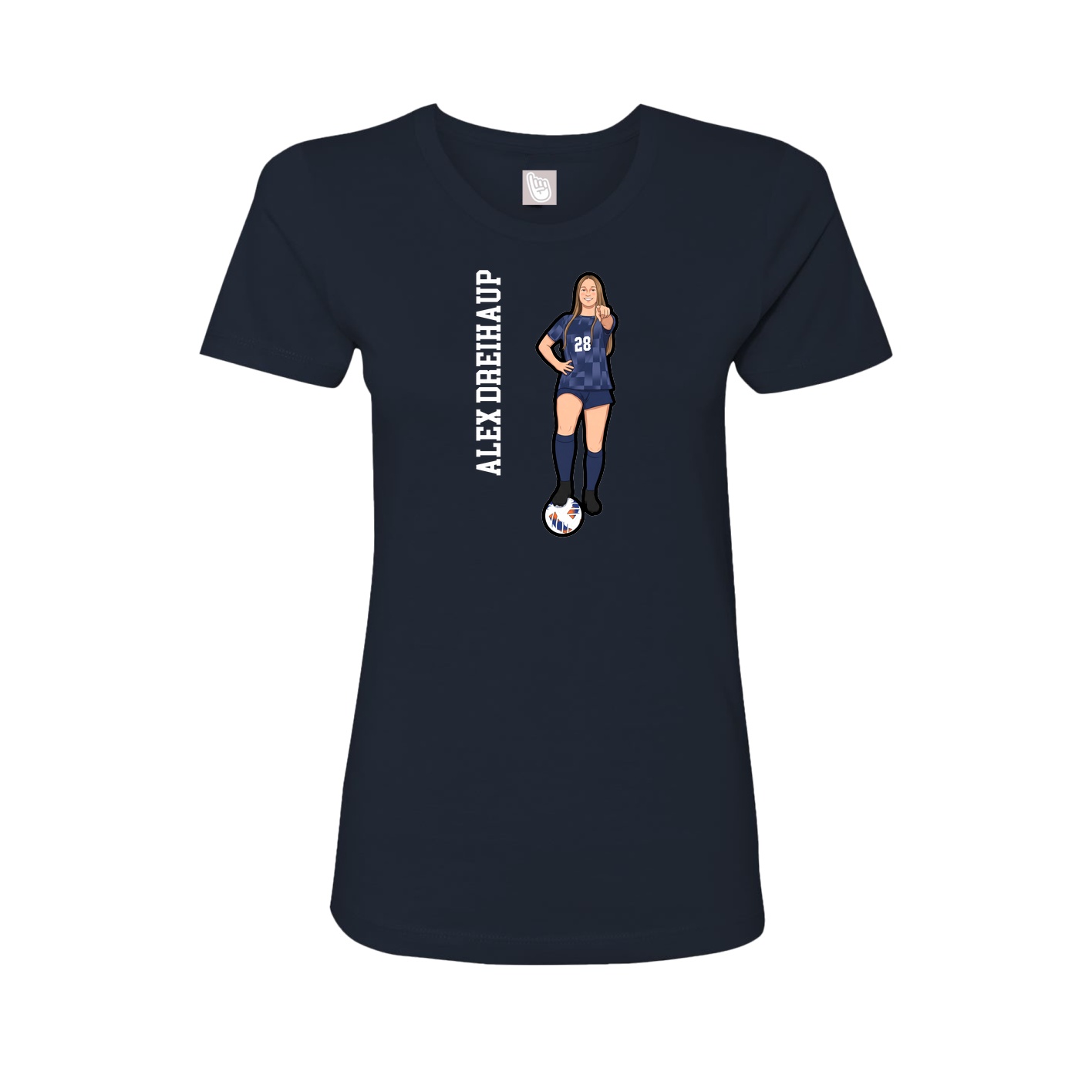 Fitted Women's Tee — Name Vertical in Navy